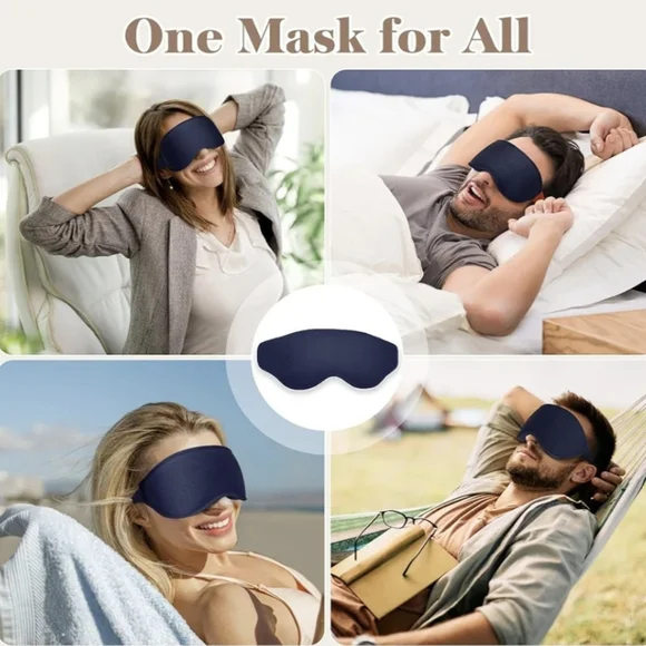 Light Blocking Sleep Mask Cooling 3D Memory Foam Pressure-Free Eye Pocket Black - Picture 6 of 8